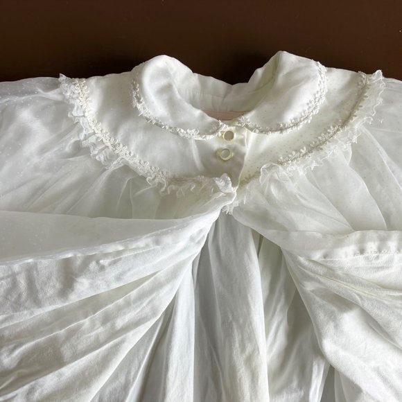 Baby White Nylon Floral Applique Christening Coat - Picture 3 of 12